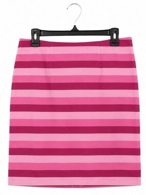 Halogen Pink Stripe Pencil Skirt 10 Lined Cotton Career Office Chic